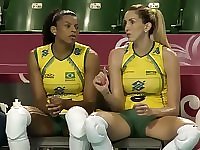 Fit volleyball player has her pussy imprinted on her shorts