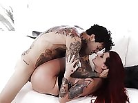 Busty redhead roughly fucked and made to swallow