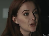 Pretty blue eyed redhead Danni Rivers doggy fucked hardcore