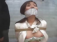 Tied and gagged office lady groped