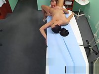 Real euro nurse pussy eaten out during shift