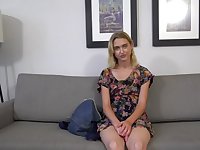 At audition blonde rubs own pussy and sucks agent's boner