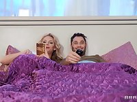 Fine blonde devours stepson's cock