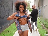 Outdoor foreplay ends with cute Alina Ali being dicked by her BF