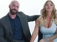 MILF with big boobs strokes and fucks a guy with hot cock