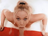 POV video of busty wife Chelsea giving head in a bathtub. HD