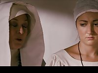 Sexy nuns are playing with each other in front of the camera