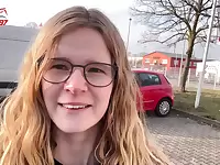 Valentines Day Date: German Teen Blonde Swallows Cum in Car Blowjob