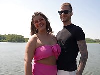 Chubby Lorena with hot ass and big tits giving a blowjob