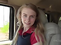 Long haired blonde Charlotte enjoys a cum shot on her face